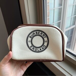 Burberry Off-White Canvas Small Travel Bag